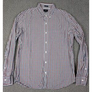 J Crew Shirt Mens Large Red Blue Plaid Long Slv Button Down Slim Fit 100% Cotton
